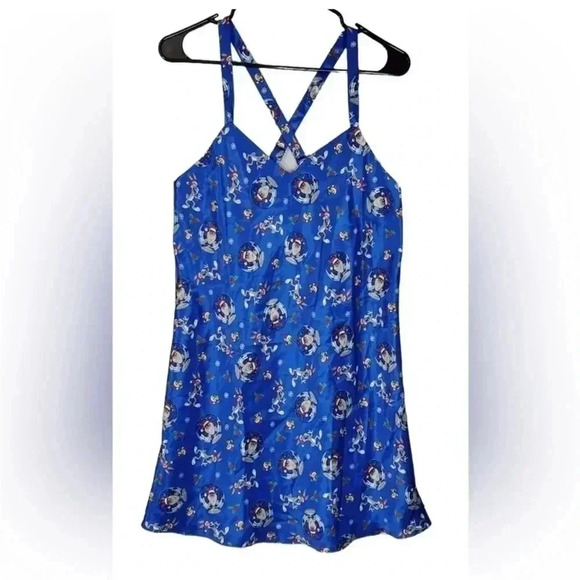 Looney Tunes Collection Blue Santa Taz Pattern Slip Dress Sz 3X - Picture 6 of 6